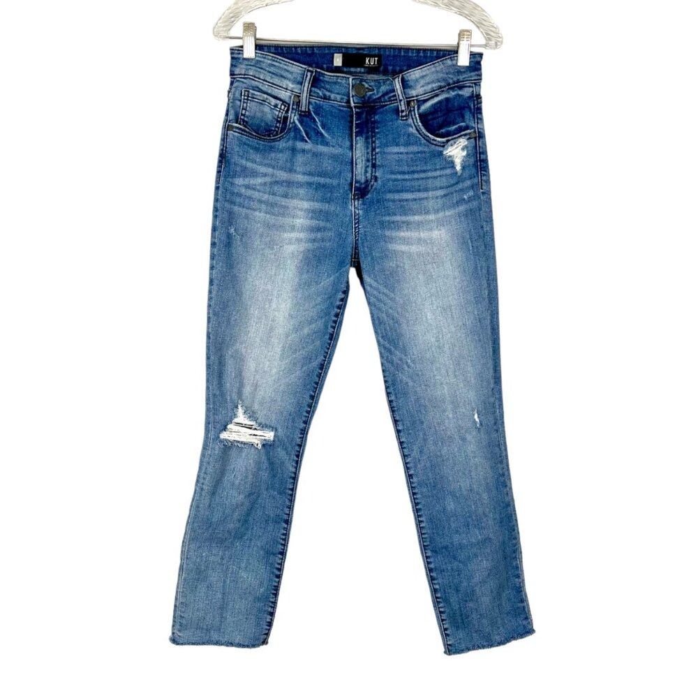 Kut From The Kloth Womens Reese High Rise Ankle Straight Jeans Distressed size 4